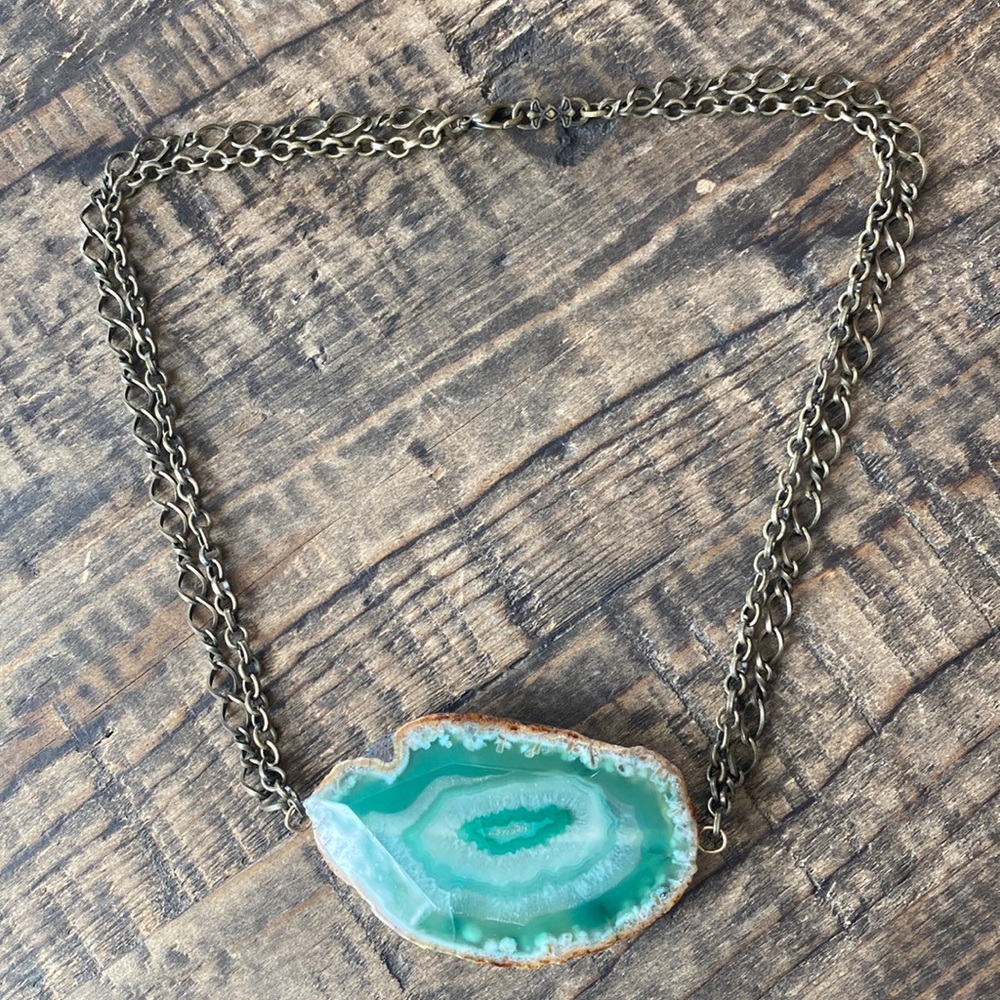 Green chalcedony necklace